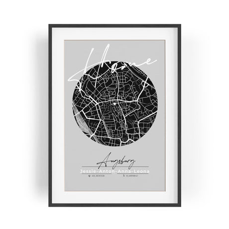 Paul Sinus personalisierter Bilderrahmen mit deinen GPS Koordinaten und Namen. 30cm x 42cm Holz Wechselrahmen mit Glas und Passepartout. Individueller Stadtplan. (ohne Rahmen)