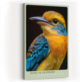Paul Sinus Wandbild in 40x60cm Song in Feathers – farbenfrohes Vogelporträt in harmonischen Blauund Gelbtönen für stilvolle Raumgestaltung