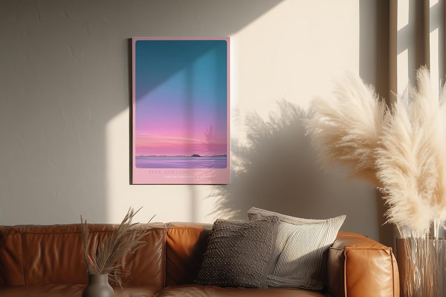 Paul Sinus Wandbild in 40x60cm Pink Horizon mit farbintensivem Sonnenaufgangshimmel in Pinkund Blautönen für moderne Wandgestaltung