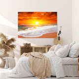 Paul Sinus Wandbild 120x80cm Sonnenuntergang Meer Ozean Strand Horizont Rot Sonne