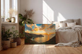 Sinus Art Wandbild 120x80cm Atemberaubender Sonnenuntergang über Küstenlinie mit weichem Farbverlauf