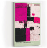 Paul Sinus Wandbild in 40x60cm The Magenta Grid – Strukturiertes abstraktes Kunstwerk in Pink, Schwarz und Weiß mit dynamischer Wirkung