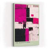 Paul Sinus Wandbild in 40x60cm The Magenta Grid – Strukturiertes abstraktes Kunstwerk in Pink, Schwarz und Weiß mit dynamischer Wirkung