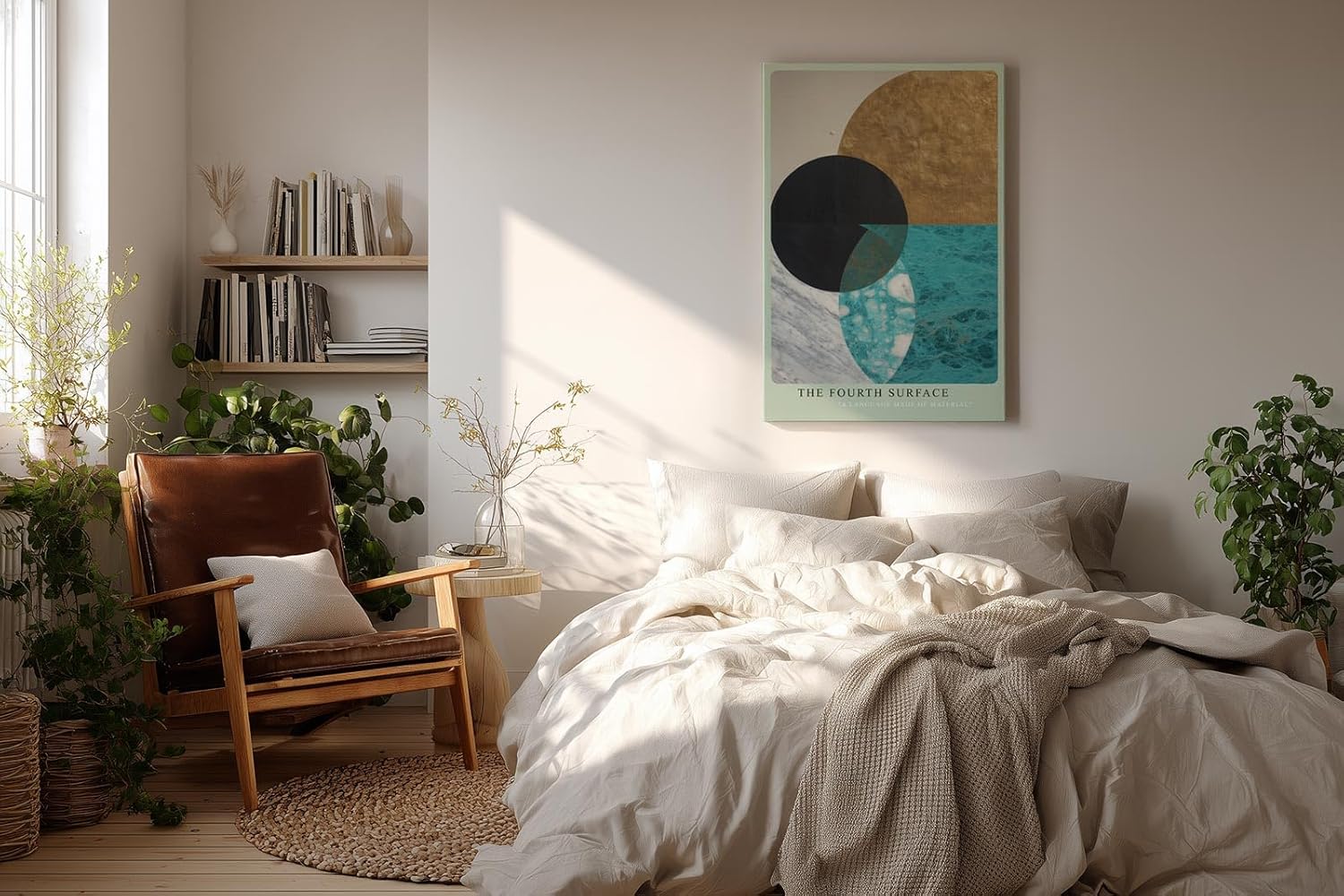 Paul Sinus Wandbild in 40x60cm The Fourth Surface – Geometrische Komposition aus Schwarz, Gold, Türkis und Marmorstruktur in harmonischer Anordnung