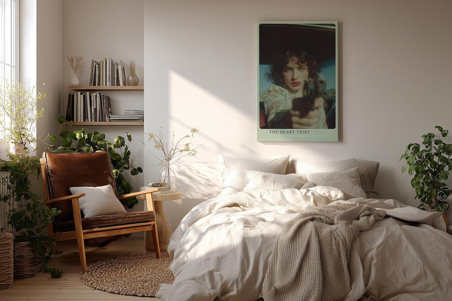 Paul Sinus Wandbild in 40x60cm The Heart Thief Porträt einer Frau mit entschlossenem Blick, die eine Pistole direkt auf den Betrachter richtet