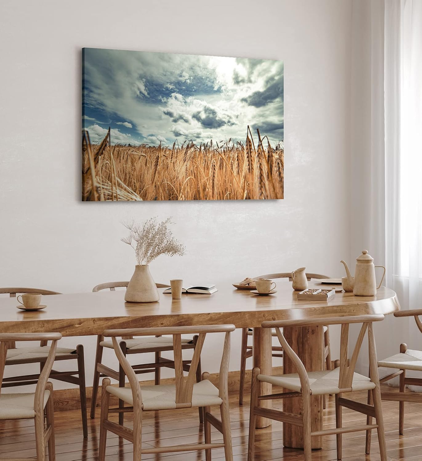Paul Sinus Wandbild 120x80cm Weizenfeld Weizen Feld Wolken Himmel