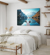 Paul Sinus Wandbild 120x80cm Pragser Wildsee Alpen Italien Bergsee See Berge Boote
