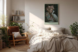 Paul Sinus Wandbild in 40x60cm Anmutige Frau mit Kranich und Blumenkrone in harmonischer Umarmung