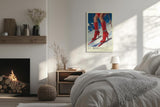 Paul Sinus Leinwandbild 80x120cm Leinwandbild St. Moritz Glamour Skifahren Wintermode luxuriöse Eleganz extravagante Ästhetik stilvolle Kunst alpine Fashion