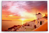 Paul Sinus Wandbild 120x80cm Santorini Mittelmeer Windmühle Sonnenuntergang Rot