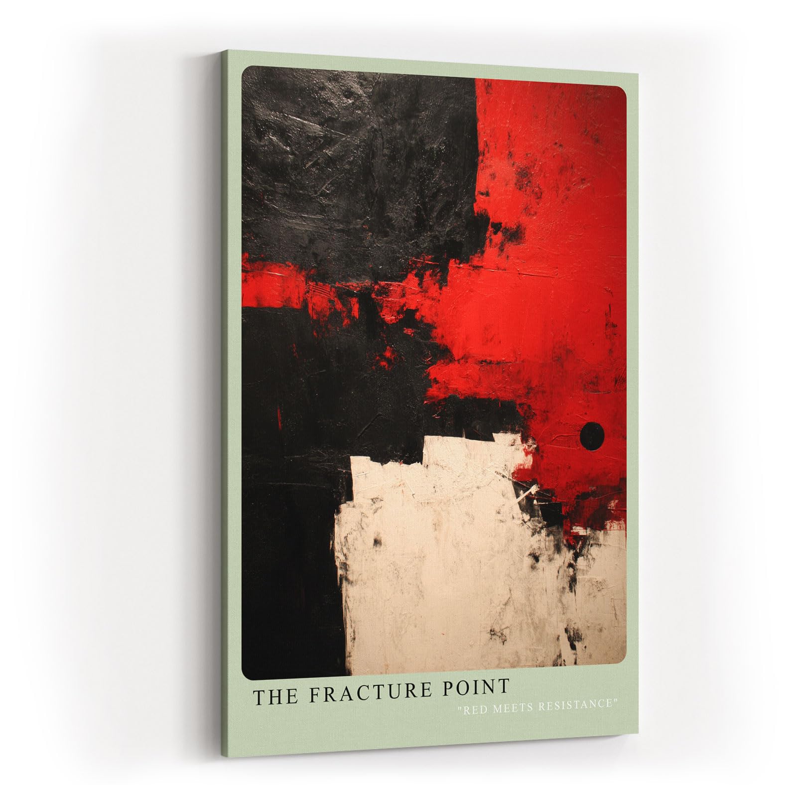 Paul Sinus Wandbild in 40x60cm The Fracture Point – Kraftvolle abstrakte Kunst in Rot, Schwarz und Weiß mit markanten Farbflächen