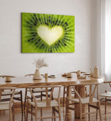 Paul Sinus Wandbild 120x80cm Kiwi in Herzform Herz Grün Fotokunst Nahaufnahme