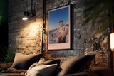 Paul Sinus Kunstdruck 40x60cm Santorini Griechenland weiße Häuser und Windmühle bei Sonnenuntergang