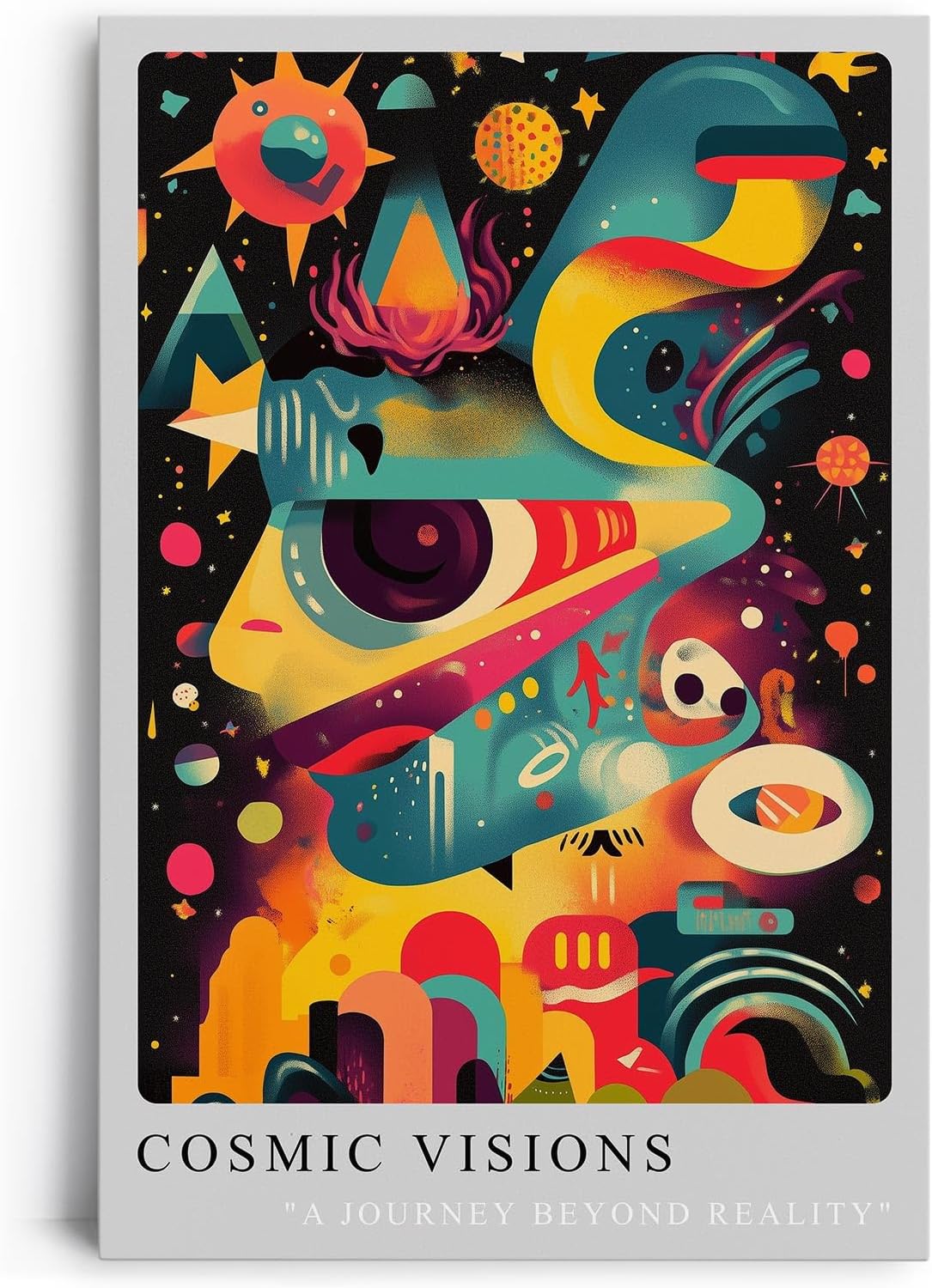 Paul Sinus Leinwandbild 80x120cm Leinwandbild Cosmic Visions surreale Kunst farbenfrohe Ästhetik kosmische Fantasie futuristische Dimension