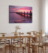 Paul Sinus Wandbild 120x80cm Meer Steg Sonnenuntergang Rot Himmel Abendröte
