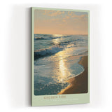 Paul Sinus Wandbild in 40x60cm Goldene Abendsonne über dem Meer mit glitzernder Wasseroberfläche und sanften Wellen