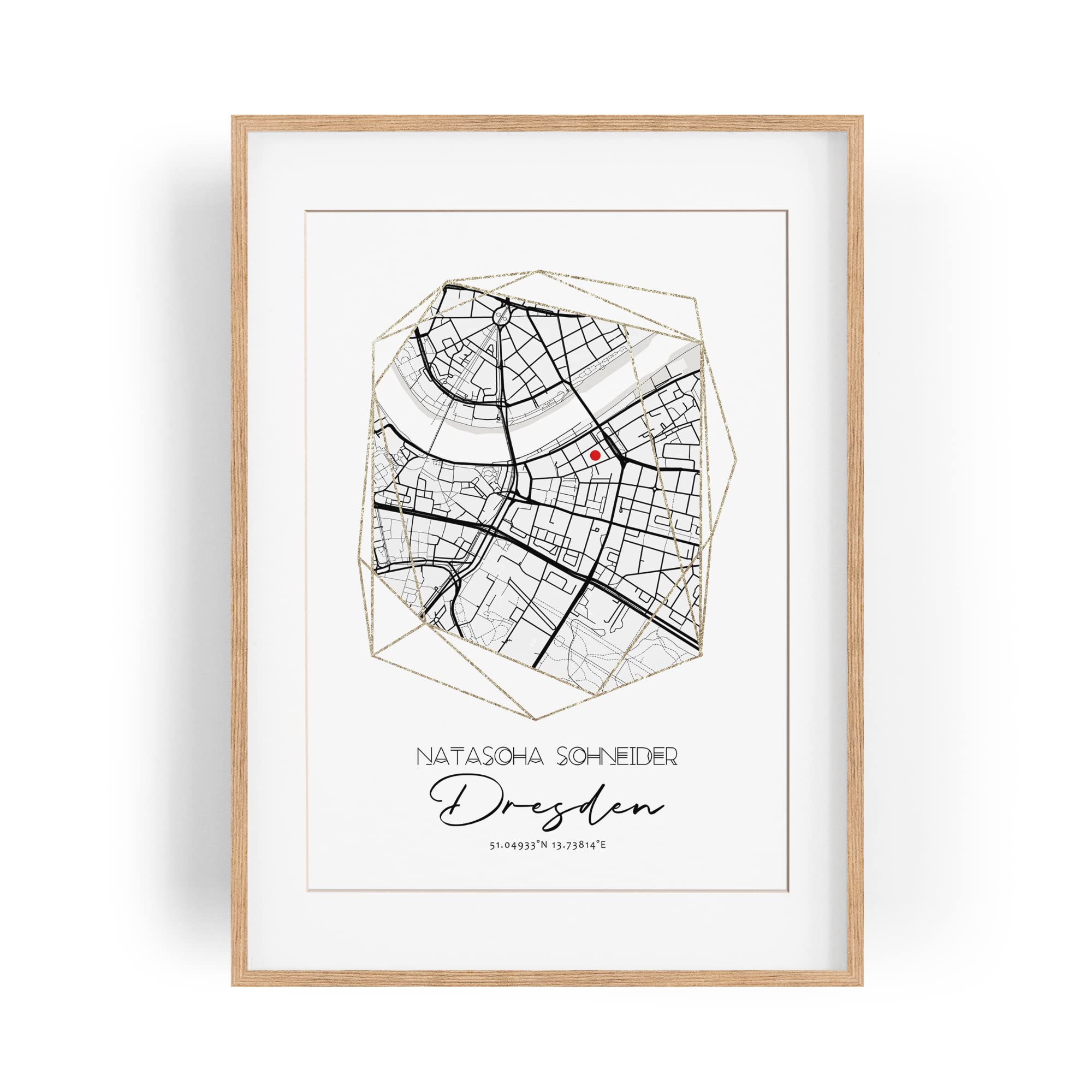 Paul Sinus Bilderrahmen anpassbar mit deinen GPS Koordinaten und Namen. 30cm x 42cm Holz Wechselrahmen mit Glas und Passepartout. Einzigartiges Geschenk. (ohne Rahmen)