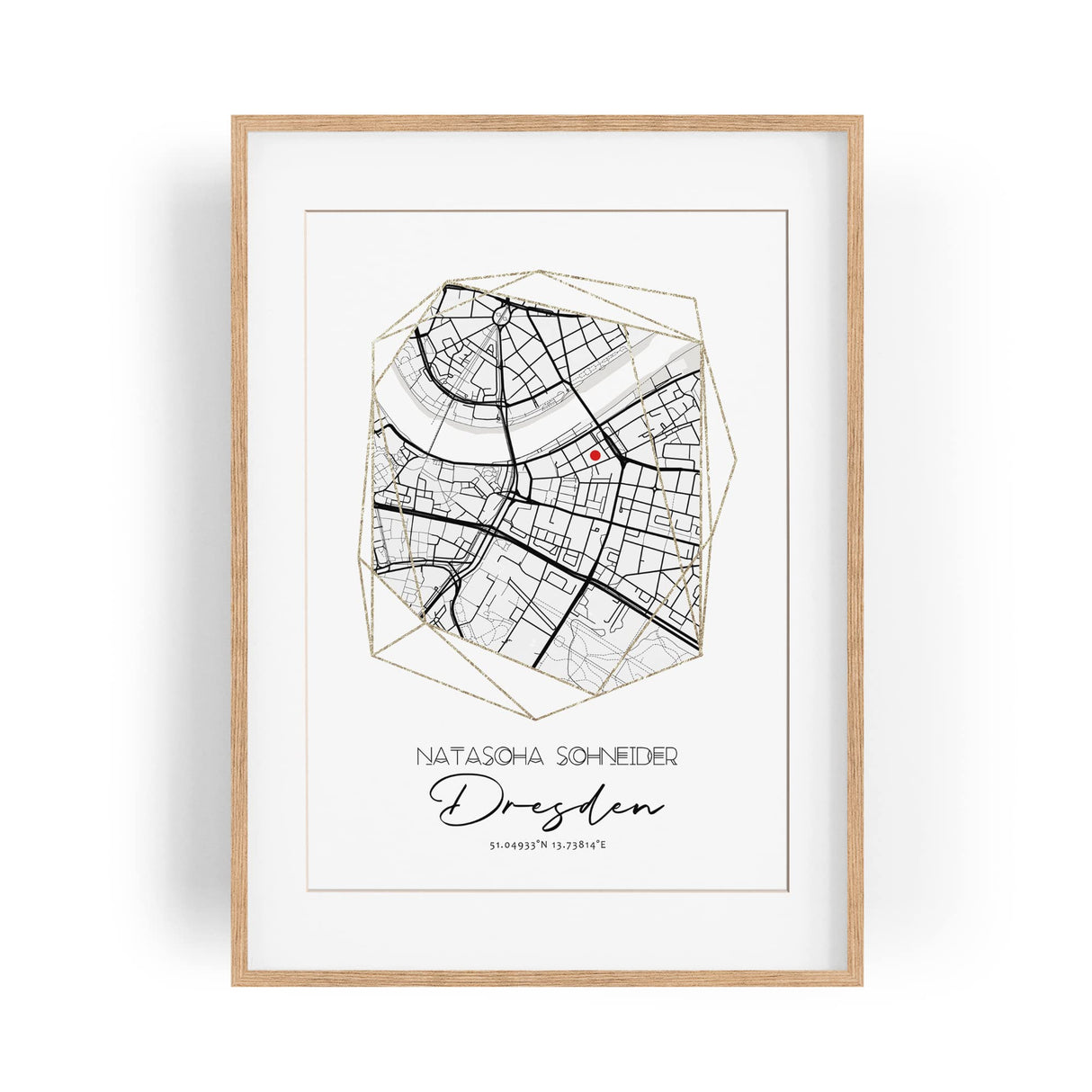 Paul Sinus Bilderrahmen anpassbar mit deinen GPS Koordinaten und Namen. 30cm x 42cm Holz Wechselrahmen mit Glas und Passepartout. Einzigartiges Geschenk. (ohne Rahmen)