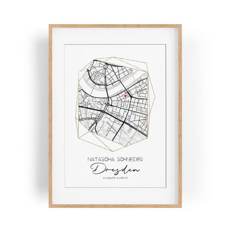 Paul Sinus Bilderrahmen anpassbar mit deinen GPS Koordinaten und Namen. 30cm x 42cm Holz Wechselrahmen mit Glas und Passepartout. Einzigartiges Geschenk. (ohne Rahmen)
