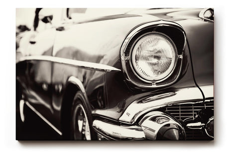 Sinus Art Wandbild 120x80cm Ästhetische Nahaufnahme eines ikonischen Oldtimers mit glänzendem Chrom
