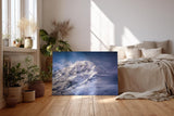 Sinus Art Wandbild 120x80cm Imposanter Schneegipfel unter blauem Himmel mit Licht- und Schattenspiel