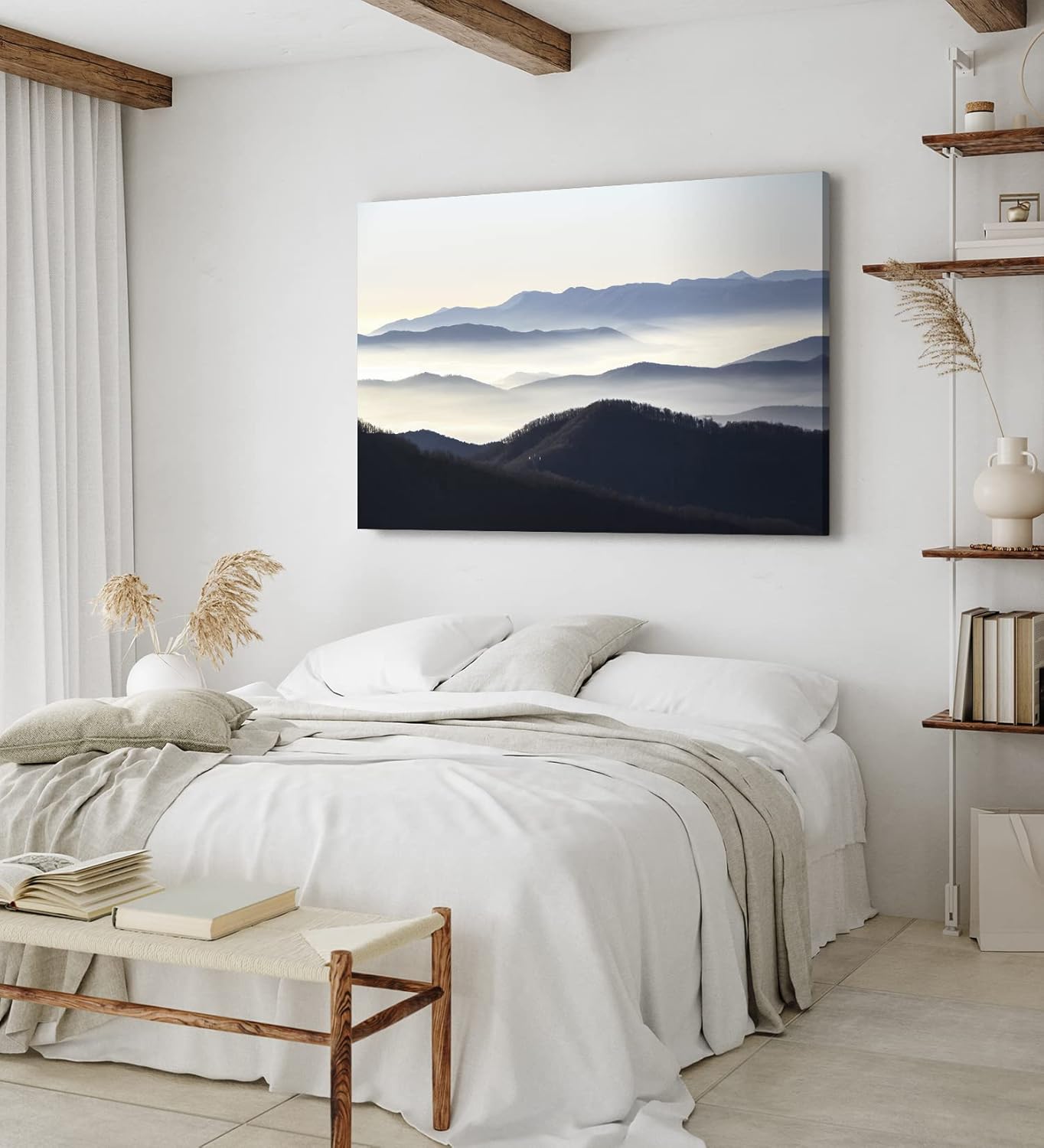 Paul Sinus Wandbild 120x80cm Berge Gebirge Bergkette Natur Nebel Landschaft