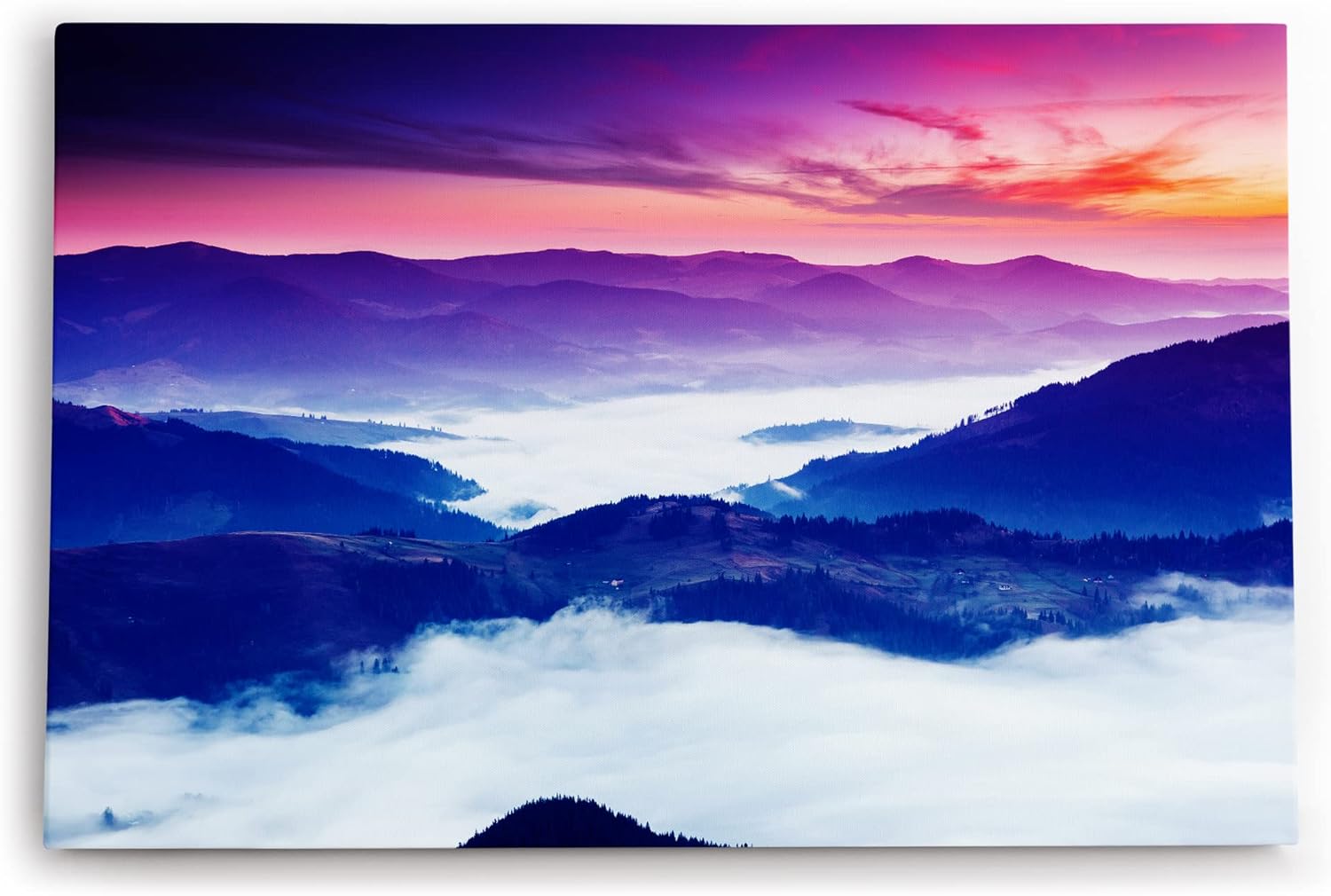 Paul Sinus Wandbild 120x80cm Berge Wolken Himmel Abendröte Blau Kunstvoll