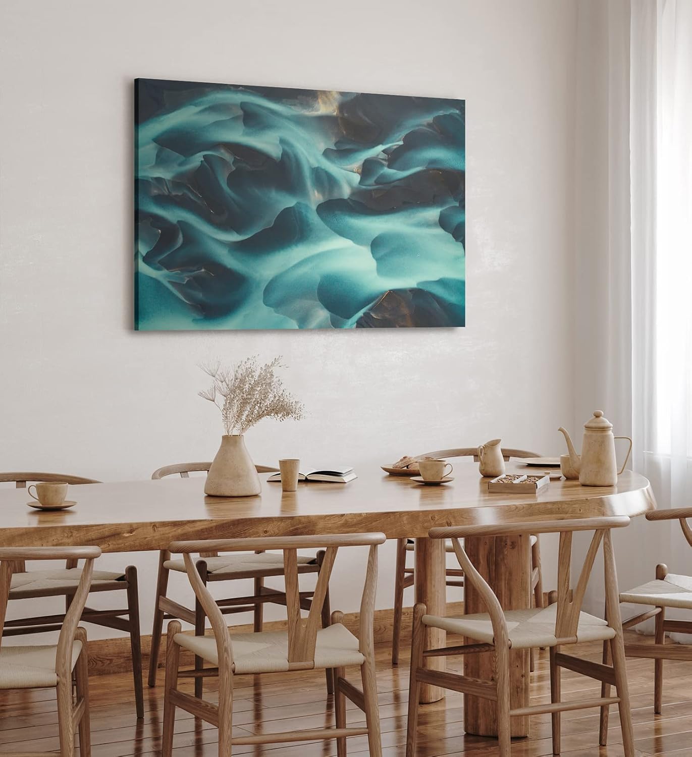 Paul Sinus Wandbild 120x80cm Luftaufnahme Berge Nebel Vogelperspektive Kunstvoll Abstrakt