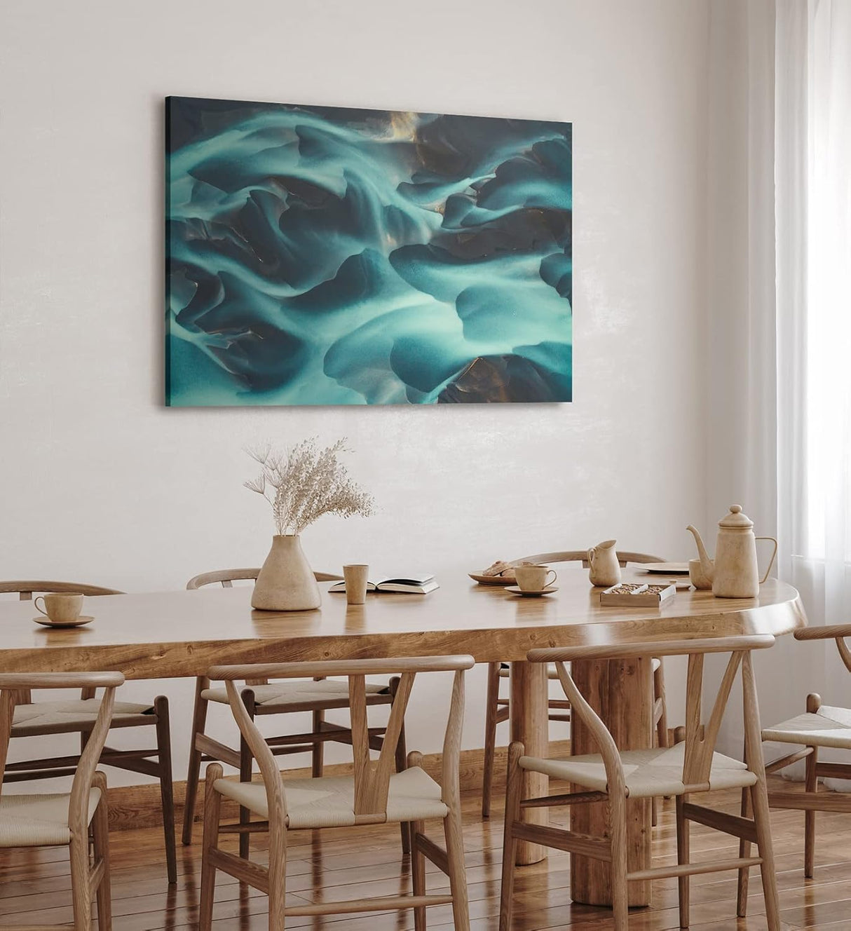 Paul Sinus Wandbild 120x80cm Luftaufnahme Berge Nebel Vogelperspektive Kunstvoll Abstrakt