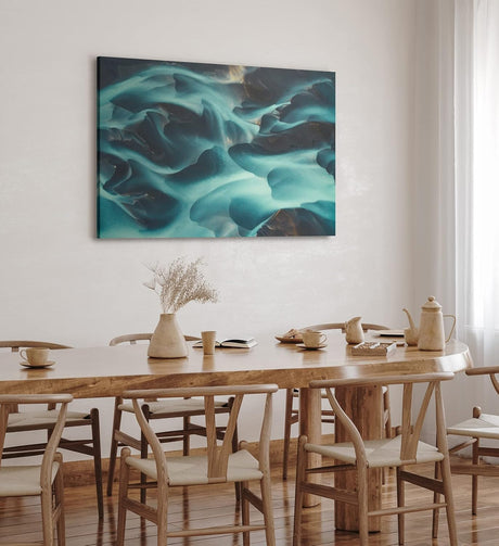 Paul Sinus Wandbild 120x80cm Luftaufnahme Berge Nebel Vogelperspektive Kunstvoll Abstrakt