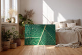 Sinus Art Wandbild 120x80cm Makroaufnahme eines grünen Blattes mit klarer Aderstruktur – faszinierend natürlich