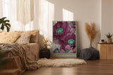 Paul Sinus Wandbild in 40x60cm Modern Botanics Magenta Blüten mit Türkisakzenten