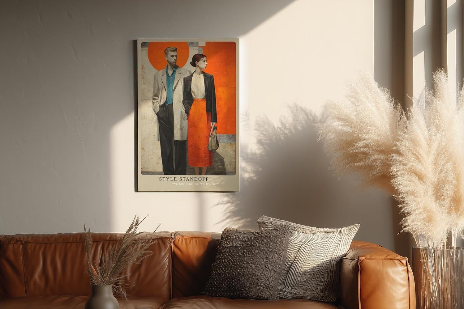 Paul Sinus Wandbild in 40x60cm modernes Modepaar vor farbintensivem Hintergrund – stilvolle, zeitgenössische Darstellung