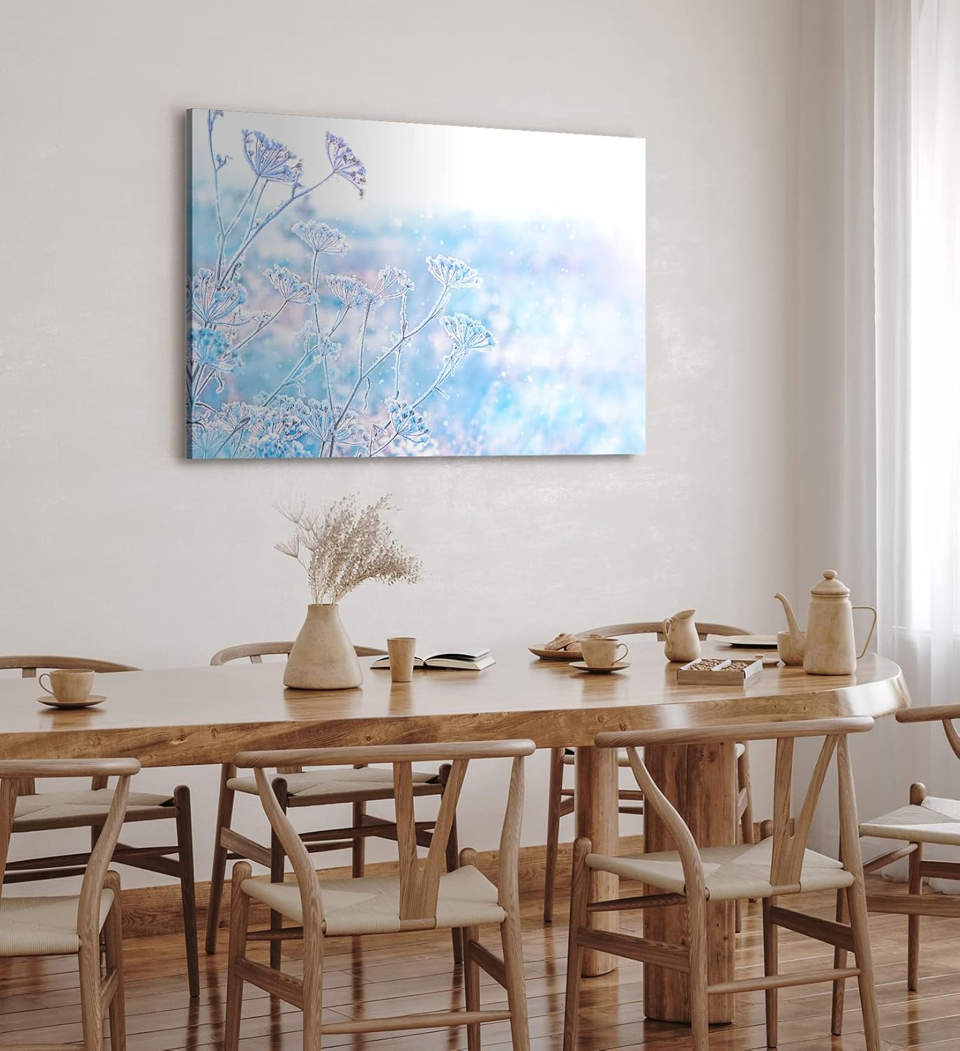 Paul Sinus Wandbild 120x80cm Winter Schnee Schneeflocken Weiß Blau Hellblau