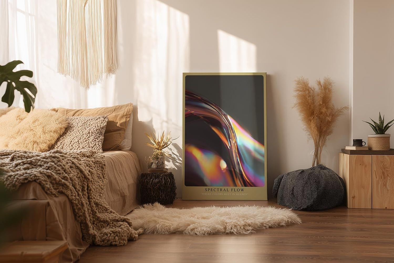 Paul Sinus Wandbild in 40x60cm Spectral Flow – minimalistisches Farbspiel in fließenden Kurven und schillernden Reflexionen für elegante Raumgestaltung