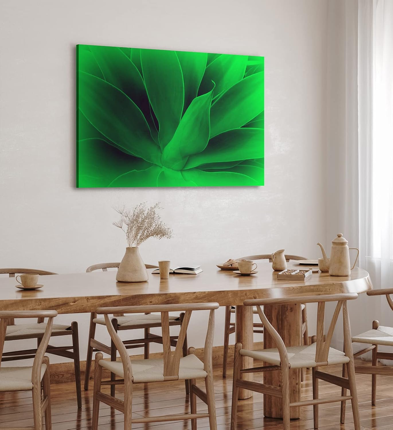 Paul Sinus Wandbild 120x80cm Aloe Vera Pflanze Grün Nahaufnahme Kunstvoll