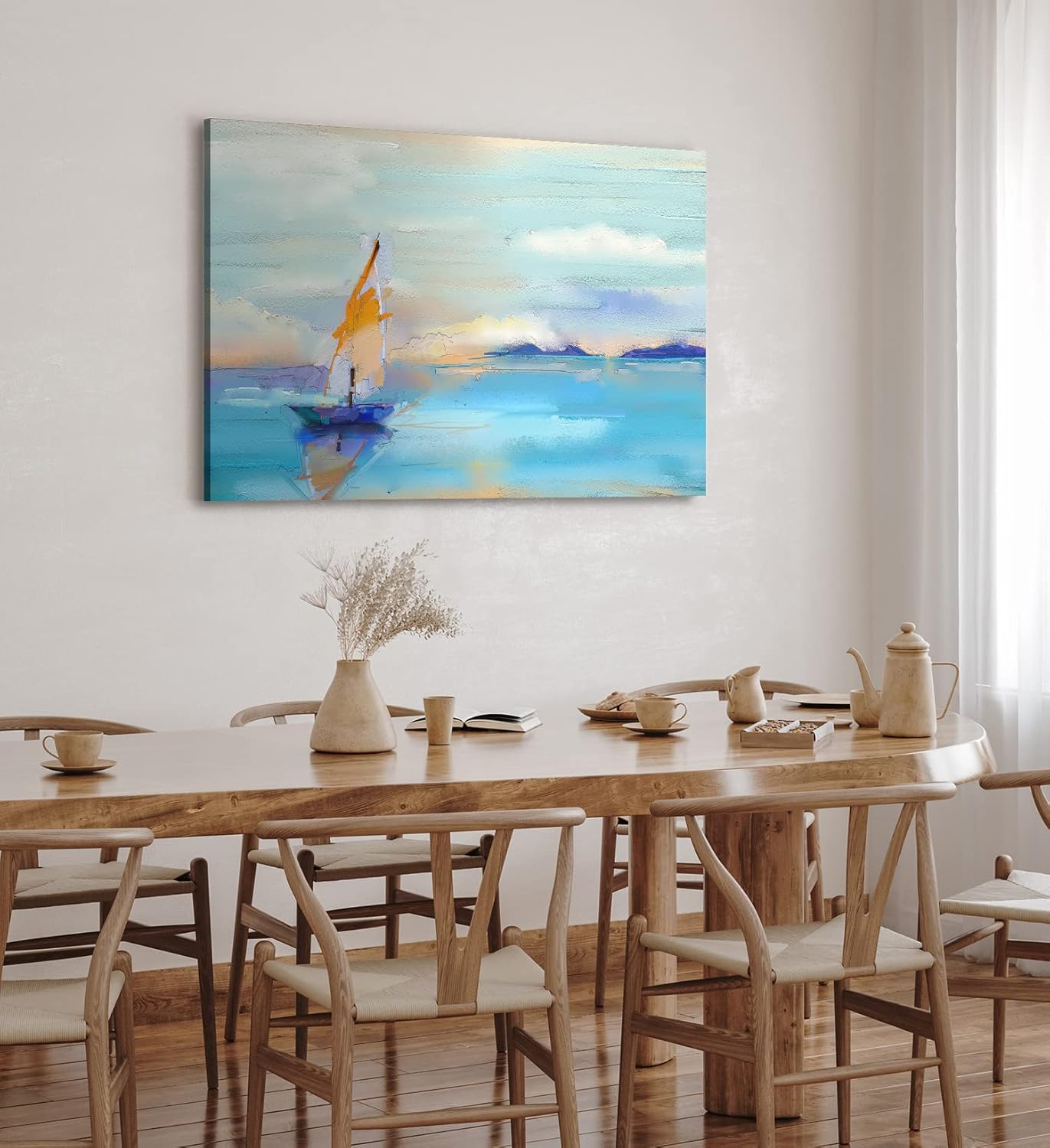 Paul Sinus Wandbild 120x80cm Segelboot Segelschiff Meer Abstrakt Horizont