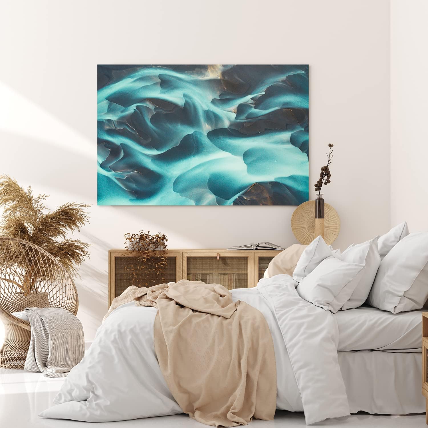 Paul Sinus Wandbild 120x80cm Luftaufnahme Berge Nebel Vogelperspektive Kunstvoll Abstrakt