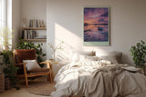 Paul Sinus Wandbild in 40x60cm Boot im Hafen bei Sonnenuntergang mit violett-pinkfarbenem Himmel und ruhigem Wasser