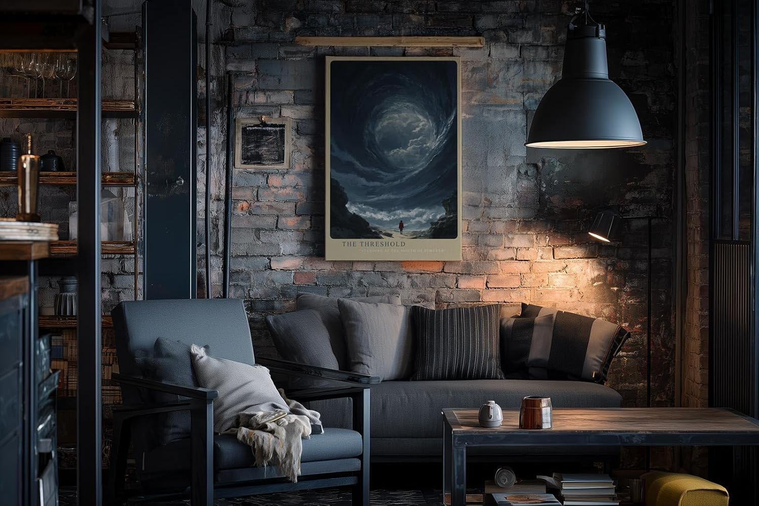 Paul Sinus Wandbild in 40x60cm The Threshold mit imposantem Wolkentunnel und einsamer Figur für faszinierende Wandgestaltung