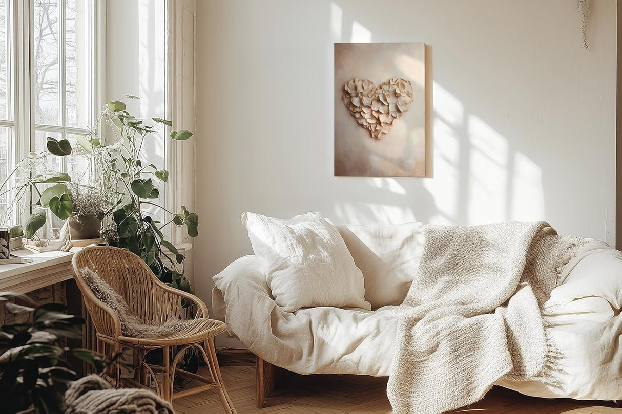 Paul Sinus 60x90cm Wandbild Herz aus Rosenblättern – Romantische Wandpoesie mit natürlicher Blume