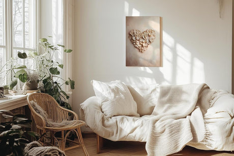 Paul Sinus 60x90cm Wandbild Herz aus Rosenblättern – Romantische Wandpoesie mit natürlicher Blume