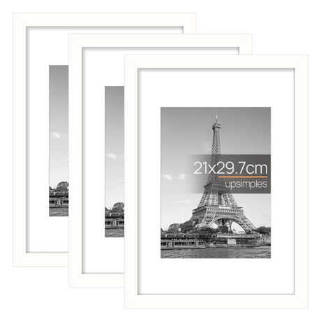upsimples 3 Pack Bilderrahmen A4 Holz, Picture Frame Holz für Fotos, Bilder, Poster