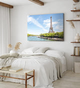 Paul Sinus Wandbild 120x80cm Paris Eiffelturm Fluss Frankreich Kanal blauer Himmel