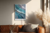 Paul Sinus Wandbild in 40x60cm Chemical Wave Abstrakte Fließstrukturen in Blauund Türkistönen