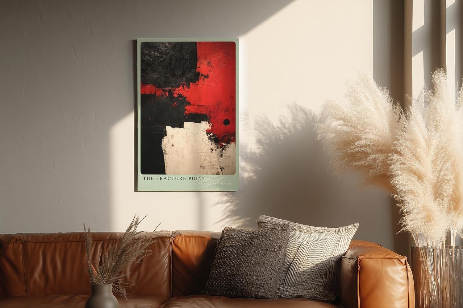 Paul Sinus Wandbild in 40x60cm The Fracture Point – Kraftvolle abstrakte Kunst in Rot, Schwarz und Weiß mit markanten Farbflächen