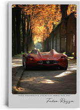Paul Sinus Leinwandbild 60x90cm Falco Rosso Leinwandbild rotes Auto in herbstlicher Allee faszinierendes Zusammenspiel von Leistung und Schönheit