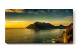 Sinus Art Wandbild 120x80cm Dramatisches Küstenpanorama bei Sonnenuntergang – ruhig, weit und eindrucksvoll