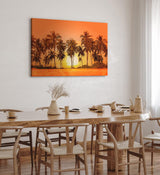 Wandbild 120x80cm Südseeparadies Palmen Sonne Sommer Rot