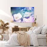 Paul Sinus Wandbild 120x80cm Weiß Blüte Blume Frühling Blau Kunstvoll